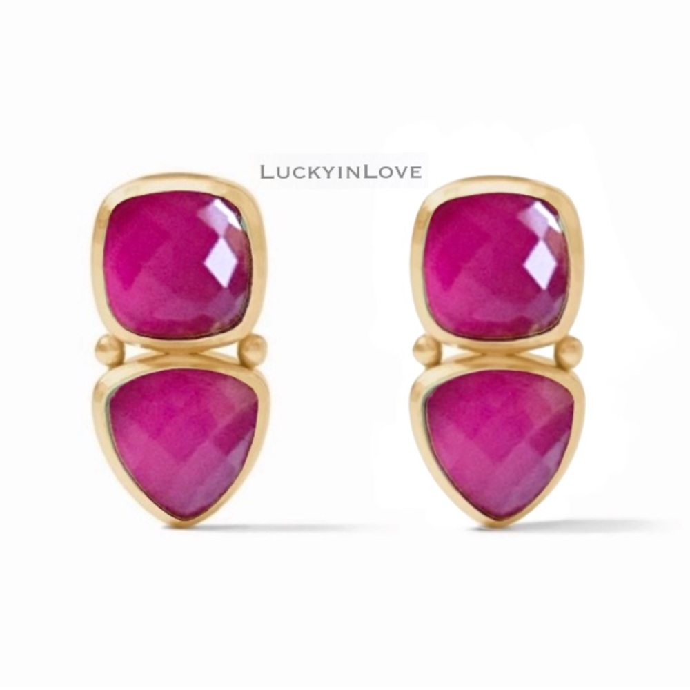JULIE VOS® Aquitaine MIDI Post Earrings Iridescent RASPBERRY